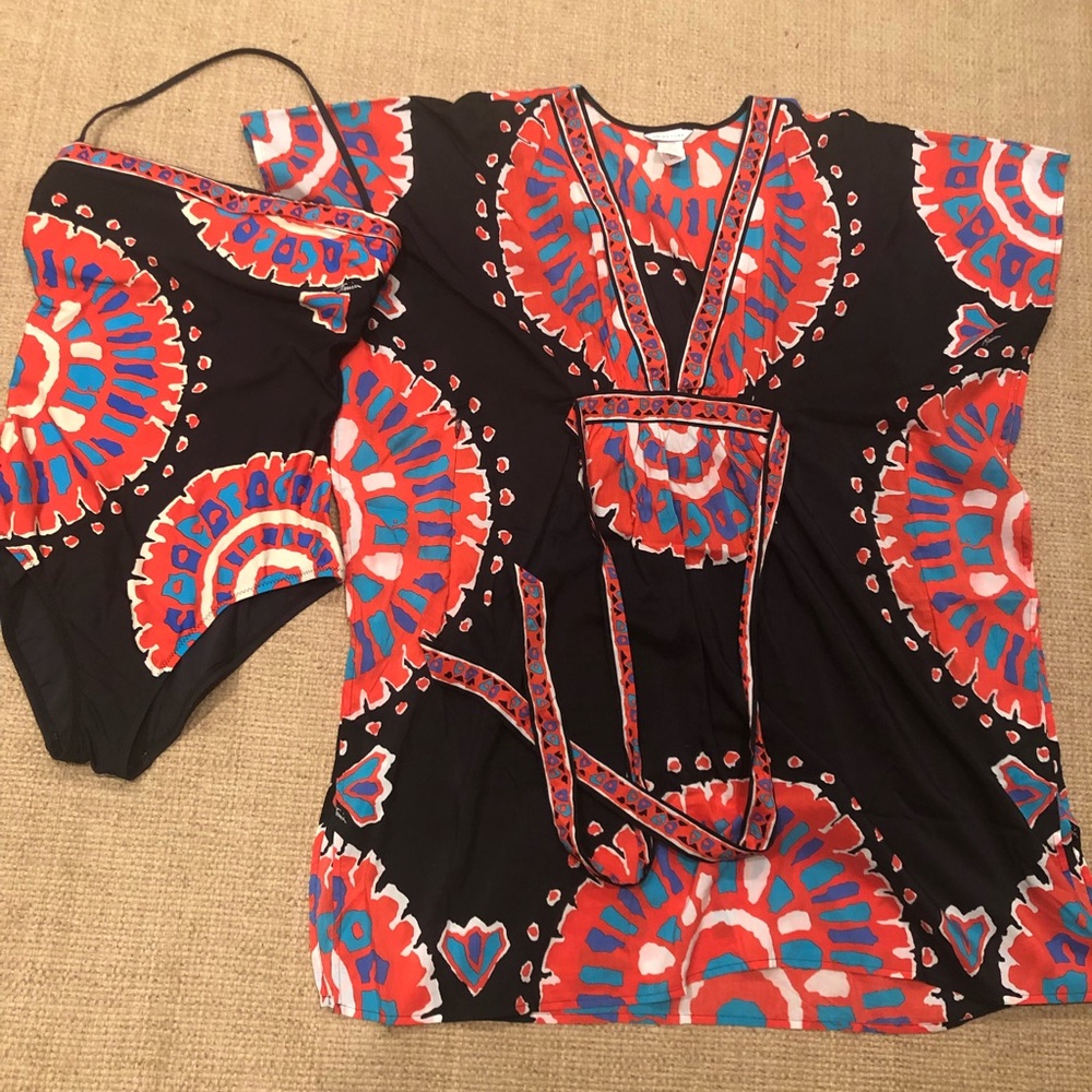 Trina Turk one piece bathing suit and cover up set